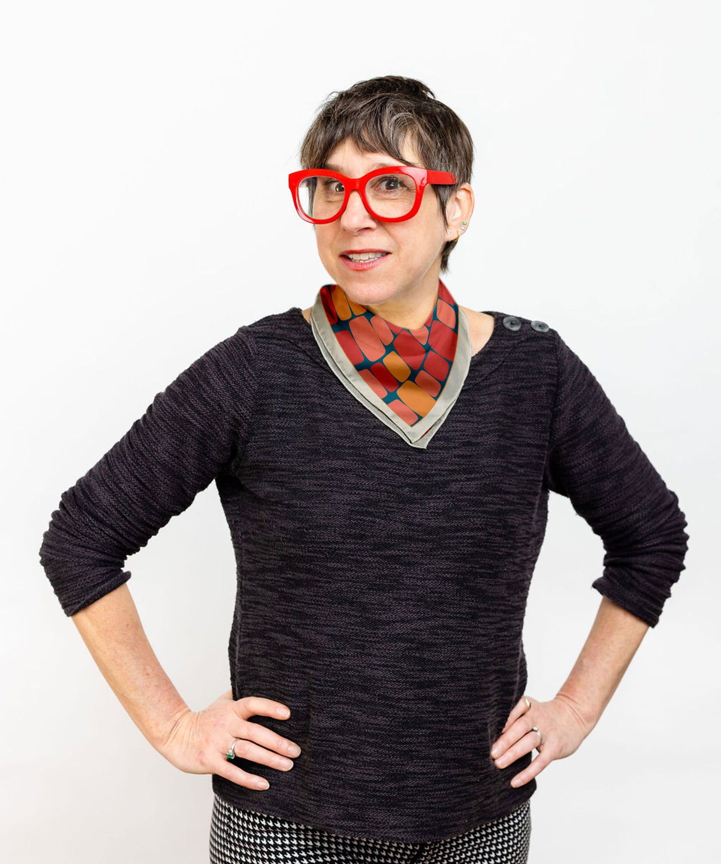 Mid century Abstract Shapes in blue and red