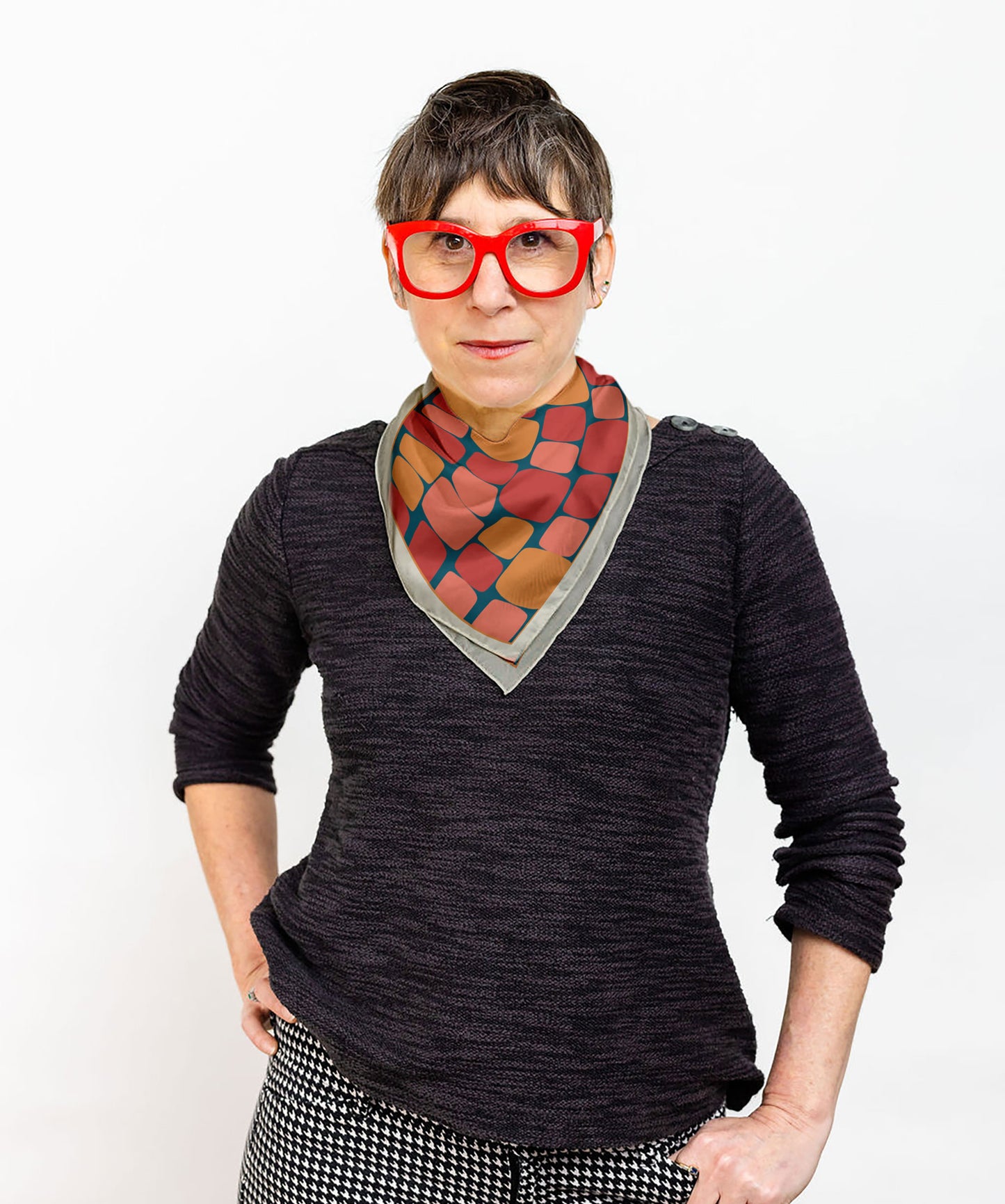 Mid century Abstract Shapes in blue and red