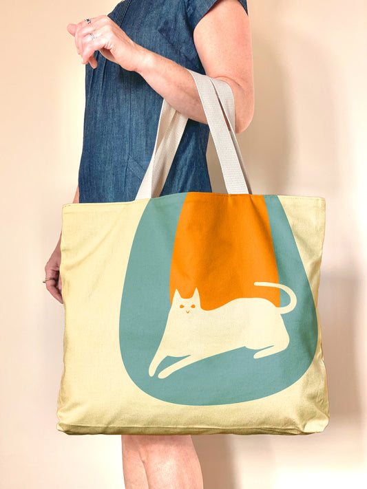 Blue Cat Oversized Canvas Bag