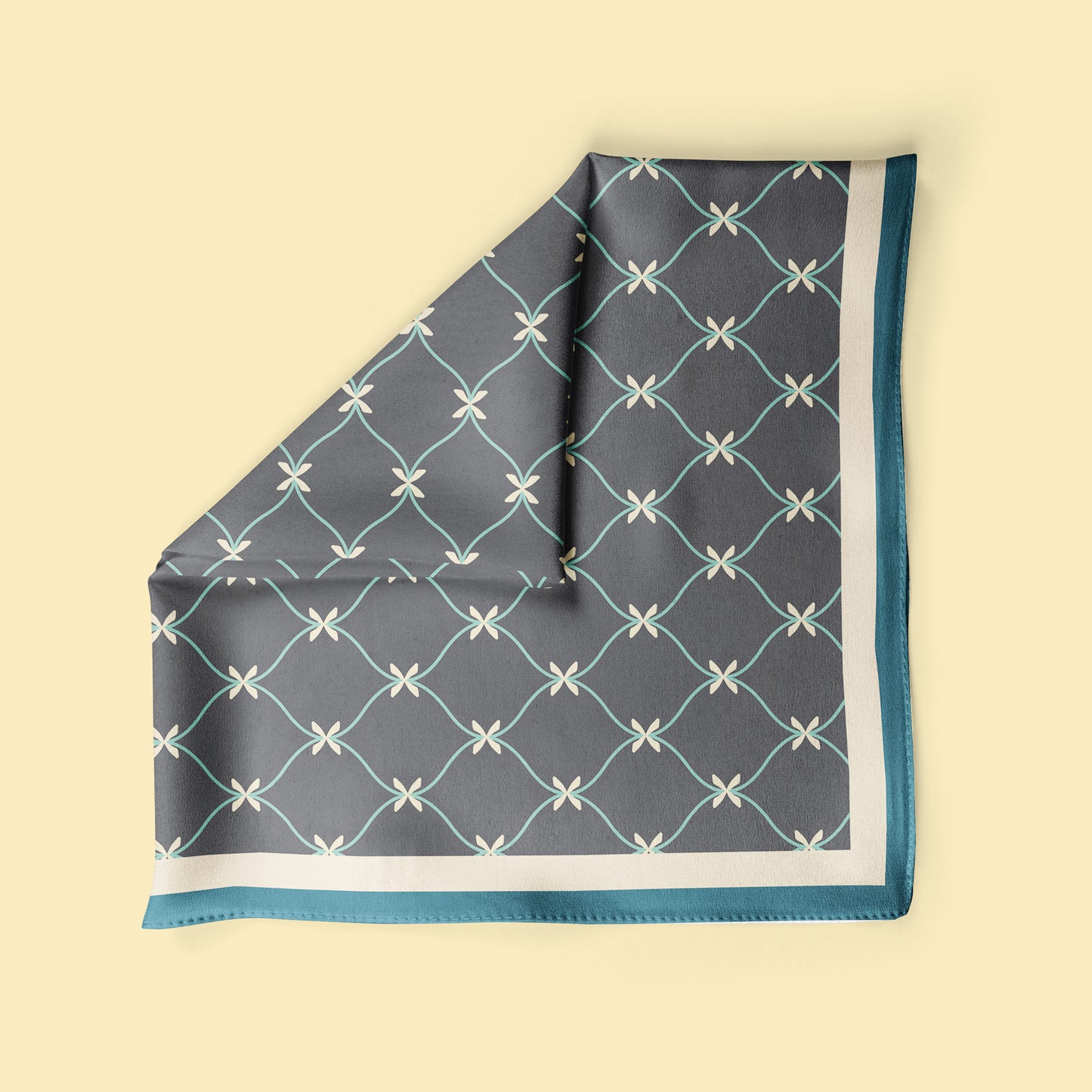 Pocket Square Lattice & Bows mini scarf, , silk banana