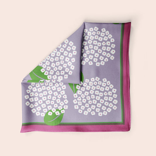 Hydrangea pocket square, mini silk scarf