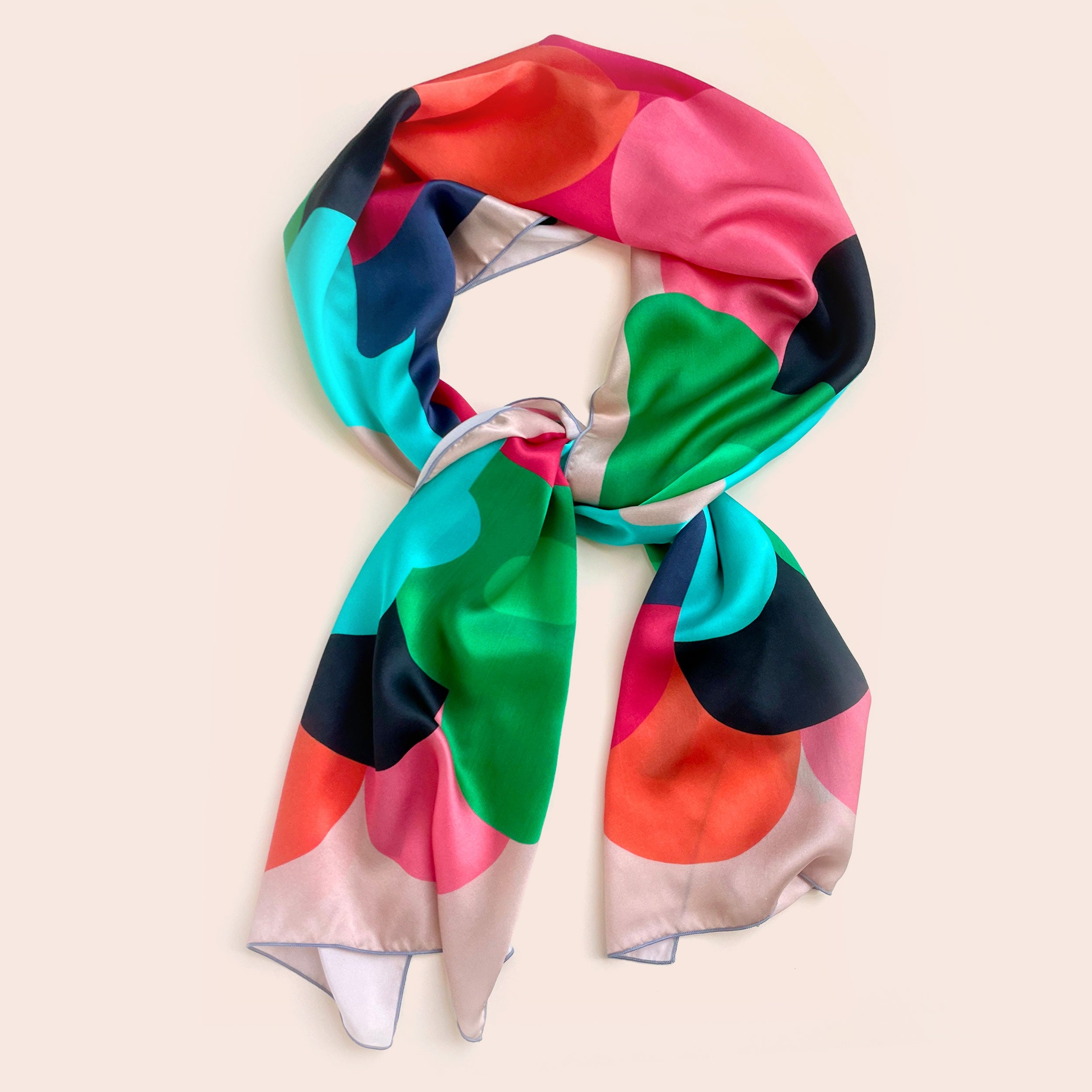 1960s Mr Ken Turban and Matching Scarf M Pink Purple Green Color Block Excellent BREEZY SCARF – Bold Statement Winter Scarf in 6 Color  main image 3
