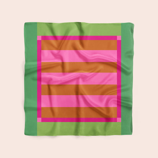 Picnic - color block silk charmeuse scarf in pink and green