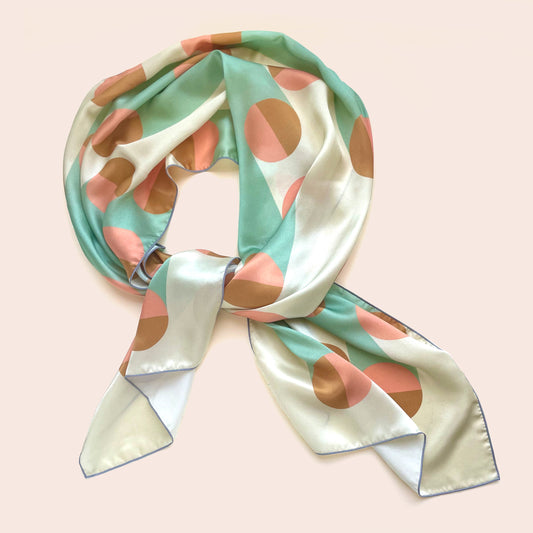 Sugar - art deco long silk scarf in lovely pink, gold and grey