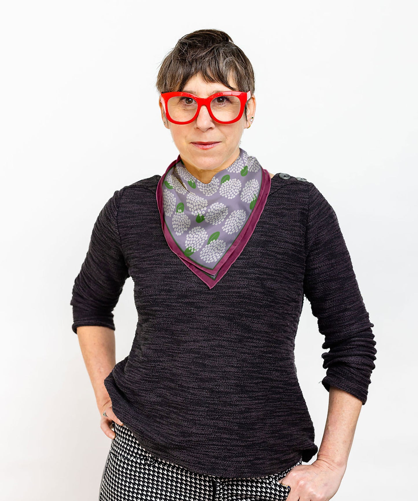 Hydrangea square silk scarf