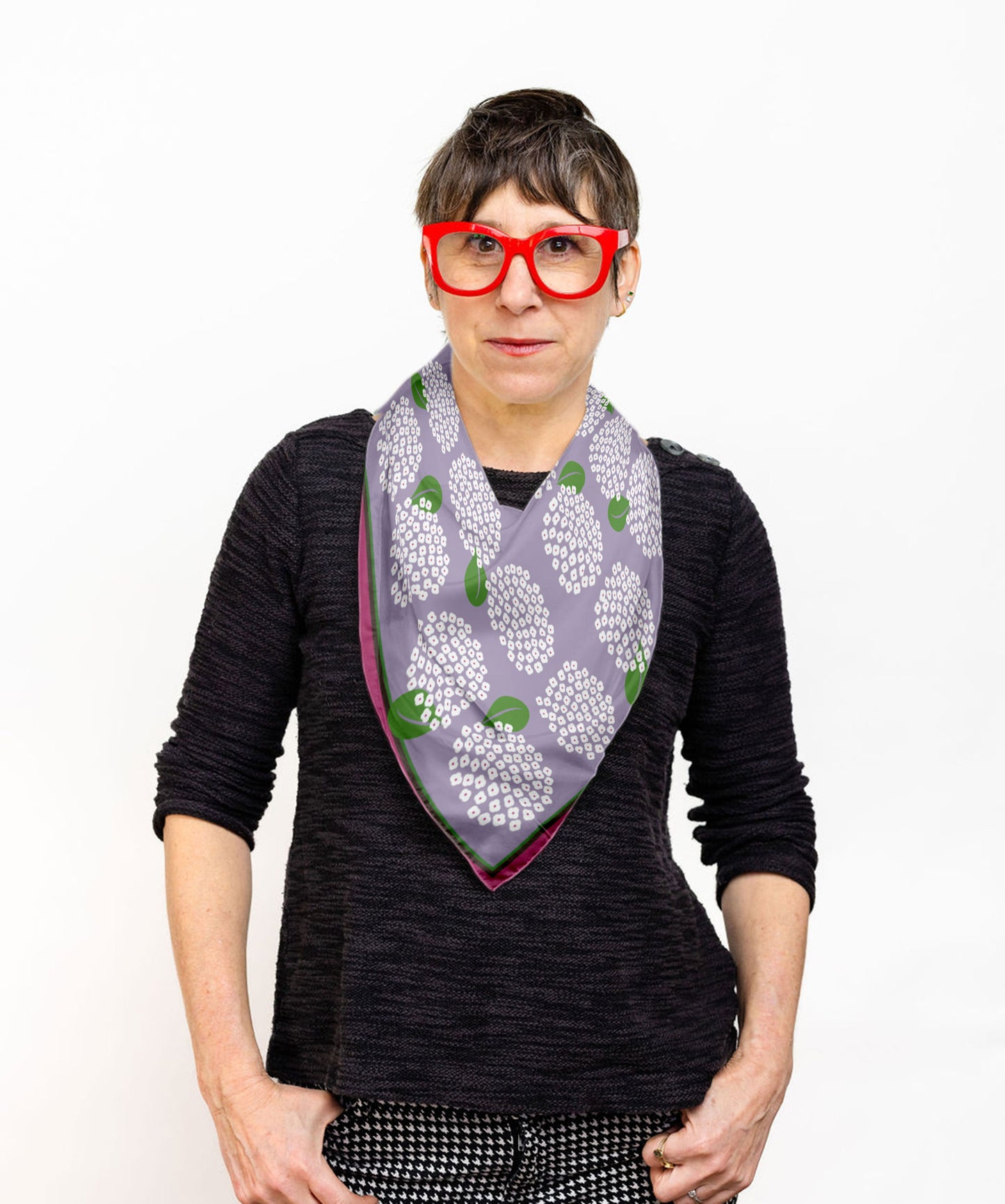 Hydrangea square silk scarf