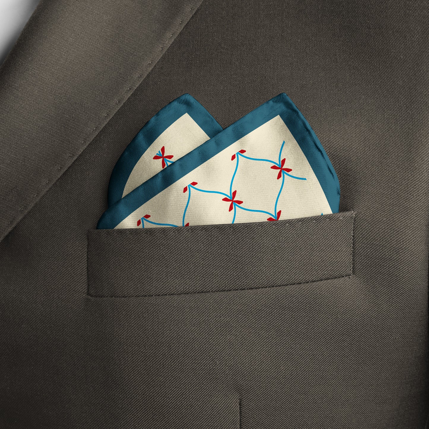 Pocket Square Lattice & Bows mini scarf, , silk banana