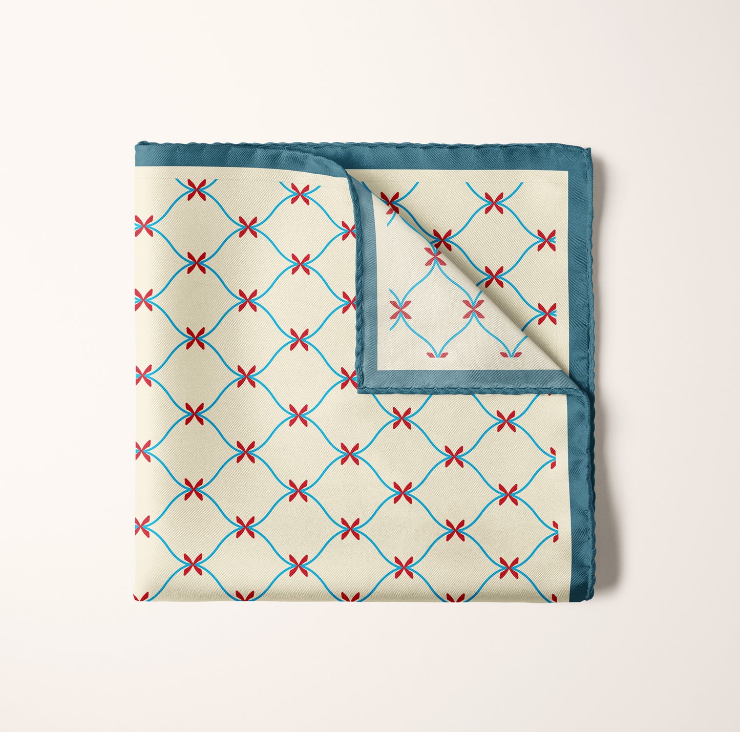 Pocket Square Lattice & Bows mini scarf, , silk banana