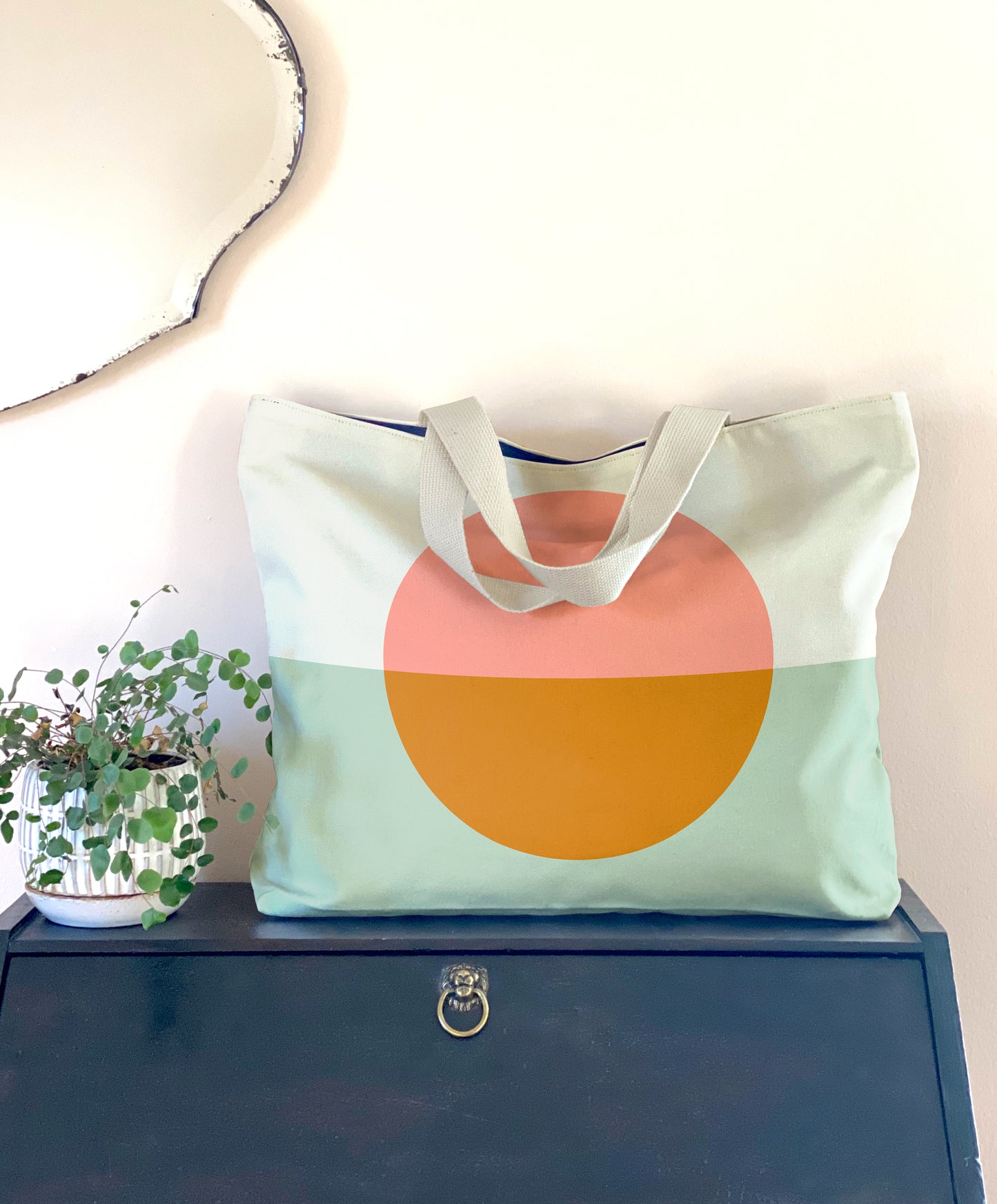 Pink and gold Split Circle oversized tote