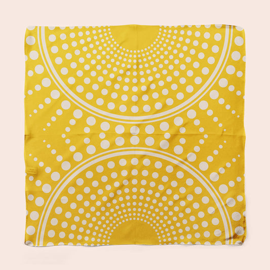 Vitamin D - yellow square silk scarf with geometric polka dot pattern