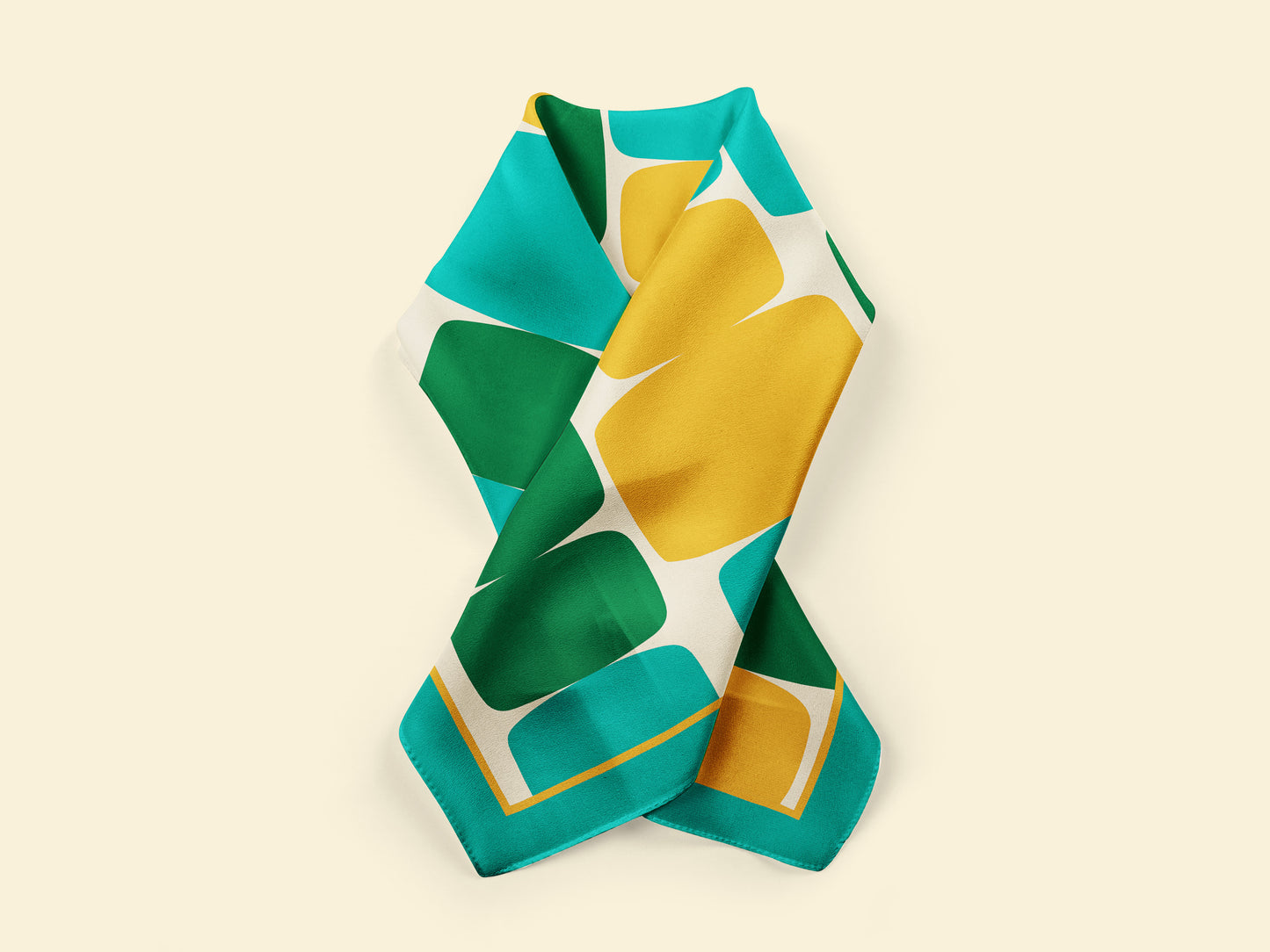 Aqua retro organic shapes square scarf