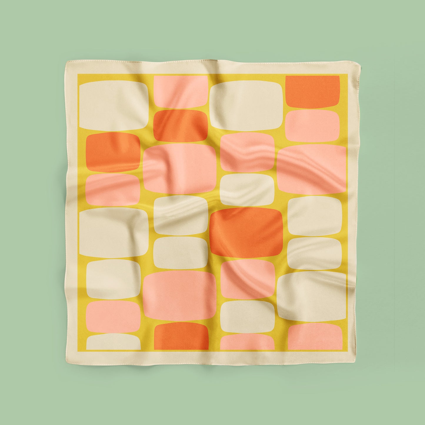 Mid century Peach abstract shapes square scarf