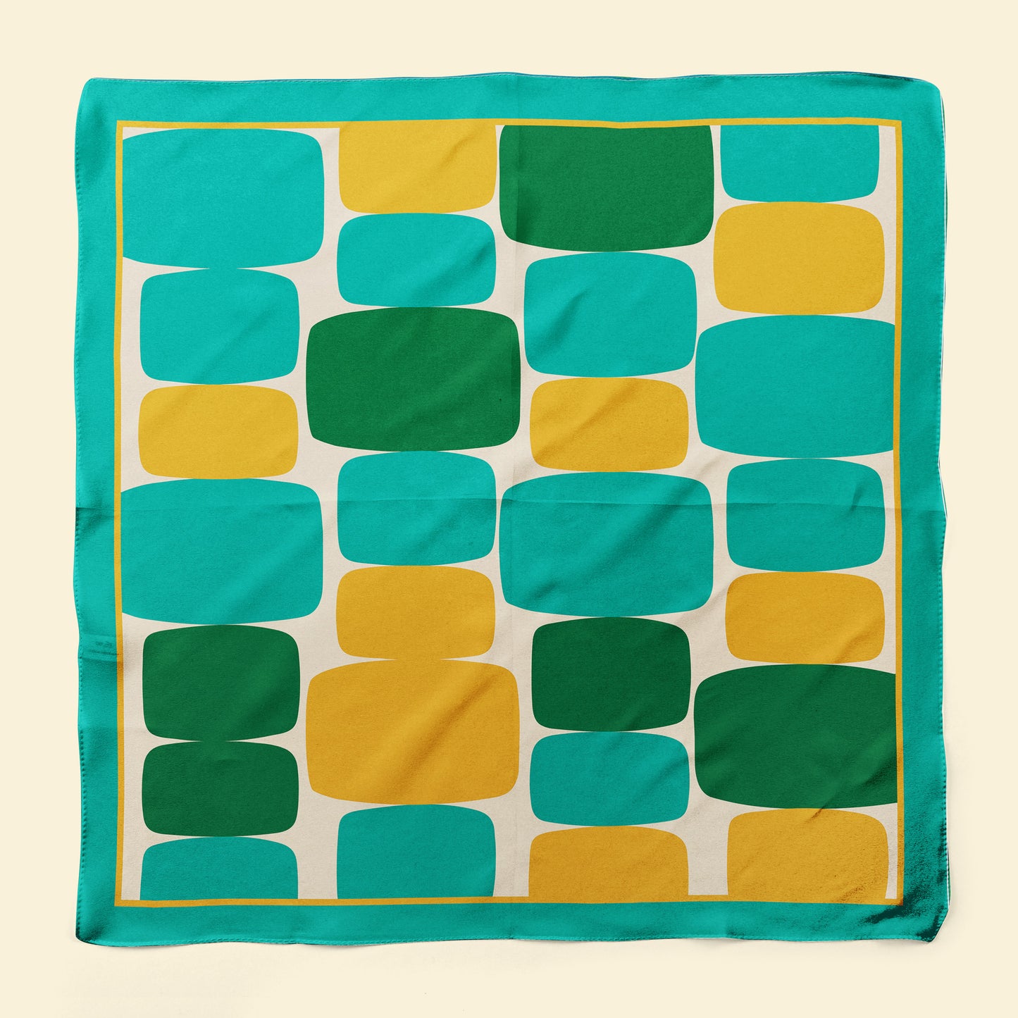 Aqua retro organic shapes square scarf