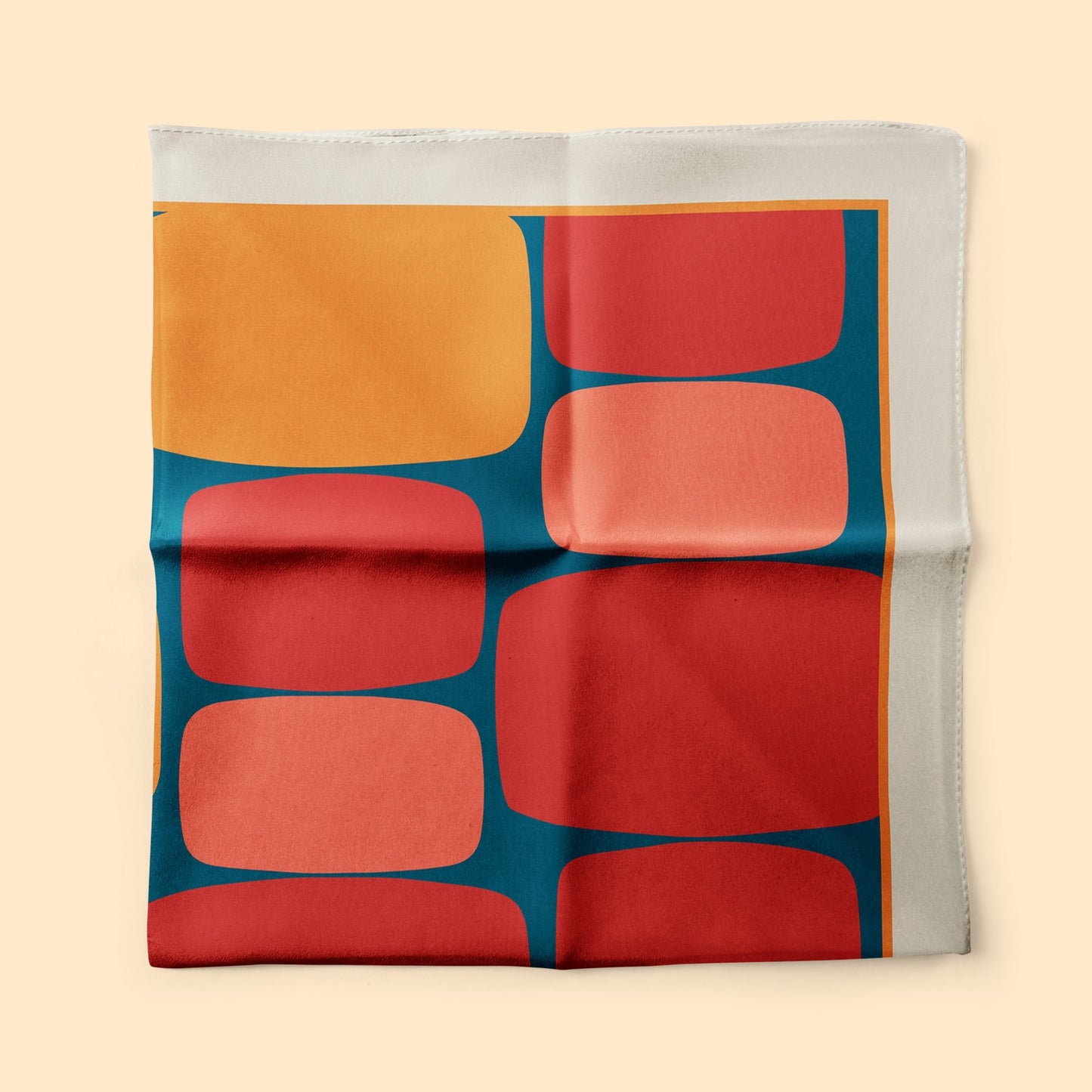 Mid century Abstract Shapes in blue and red