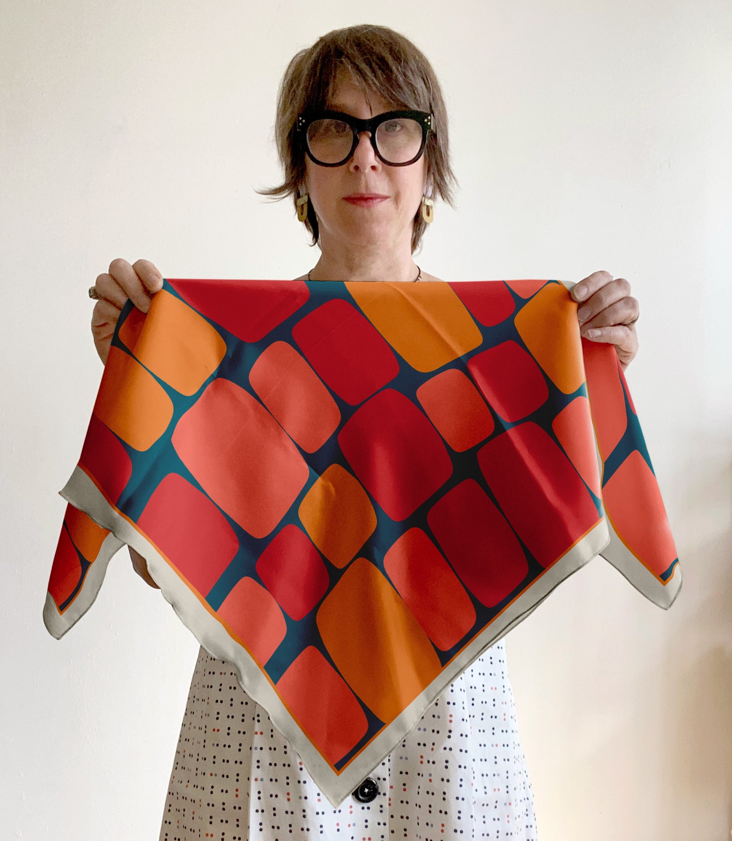 Mid century Abstract Shapes in blue and red