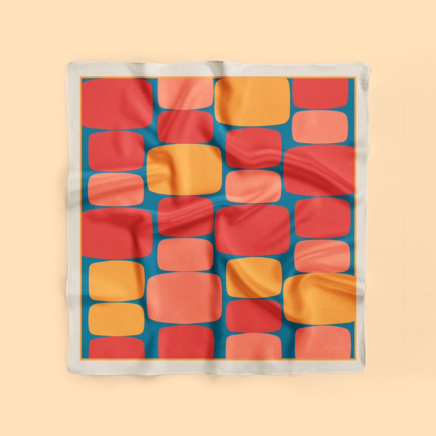 Mid century Abstract Shapes in blue and red