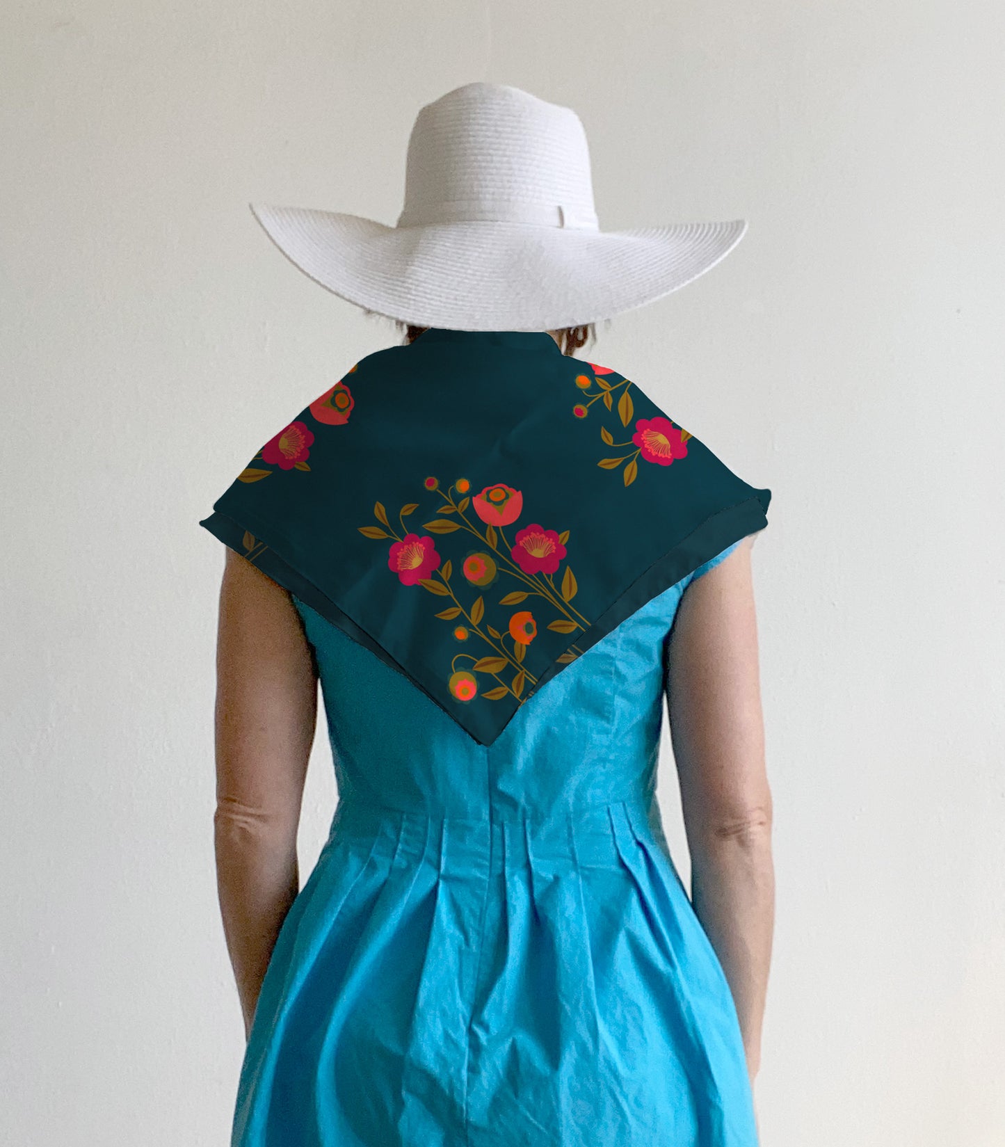 Deco Bouquet square silk scarf