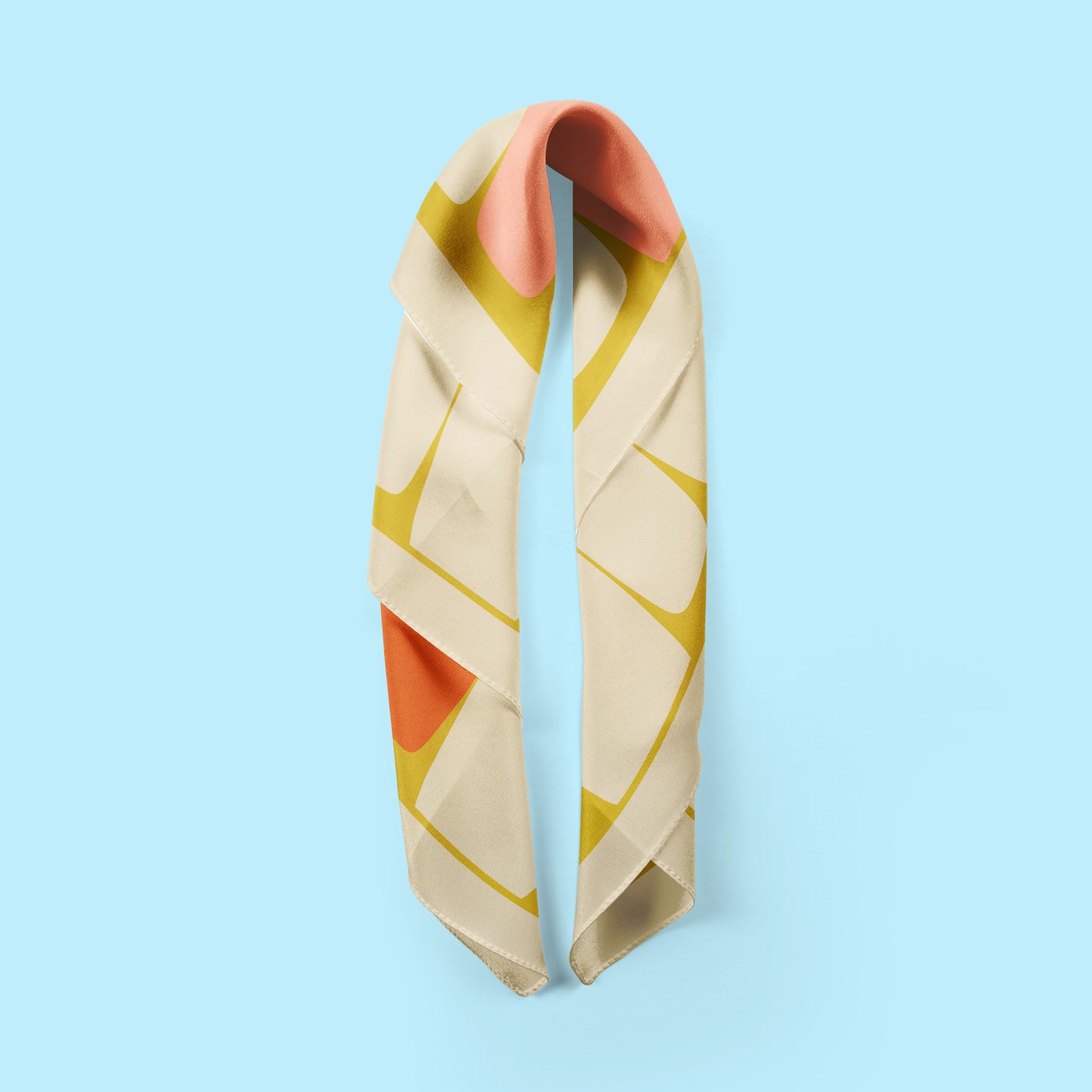 Mid century Peach abstract shapes square scarf