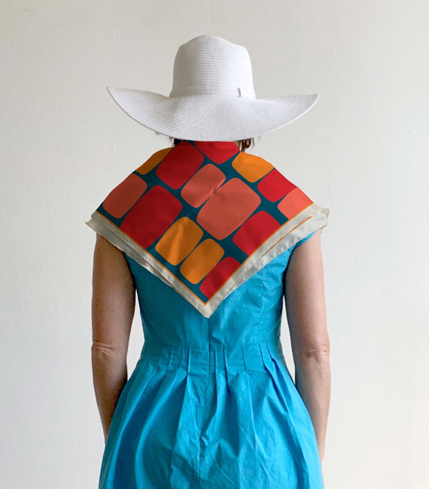 Mid century Abstract Shapes in blue and red