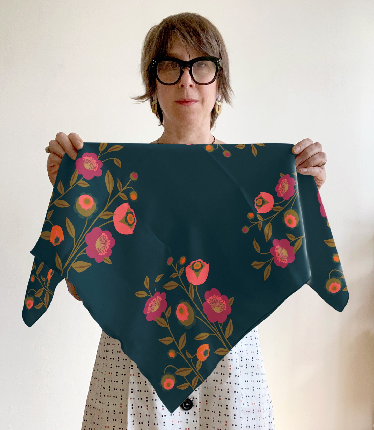 Deco Bouquet square silk scarf