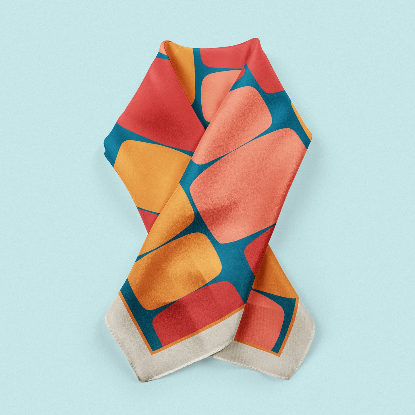 Mid century Abstract Shapes in blue and red