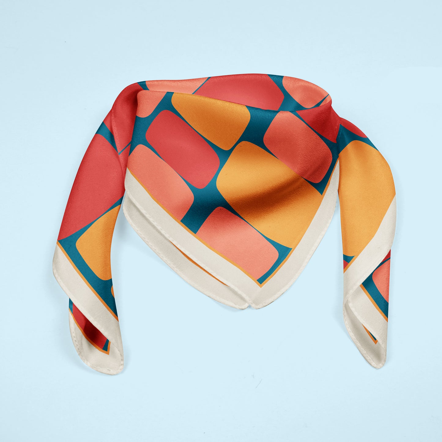 Mid century Abstract Shapes in blue and red