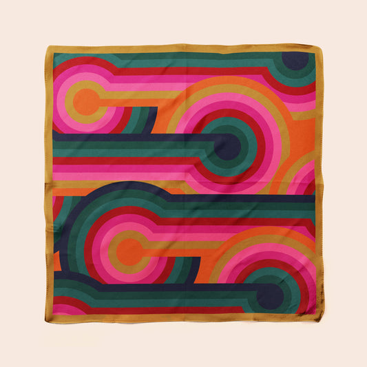 Lolly - colorful geometric retro square silk charmeuse scarf