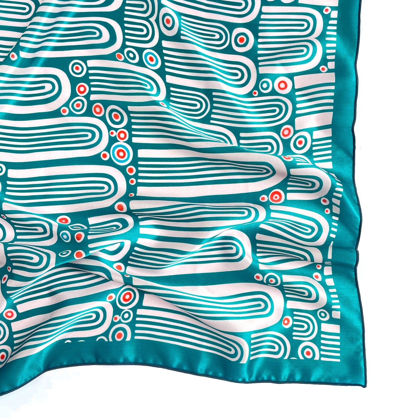 Big Tides - large teal silk scarf