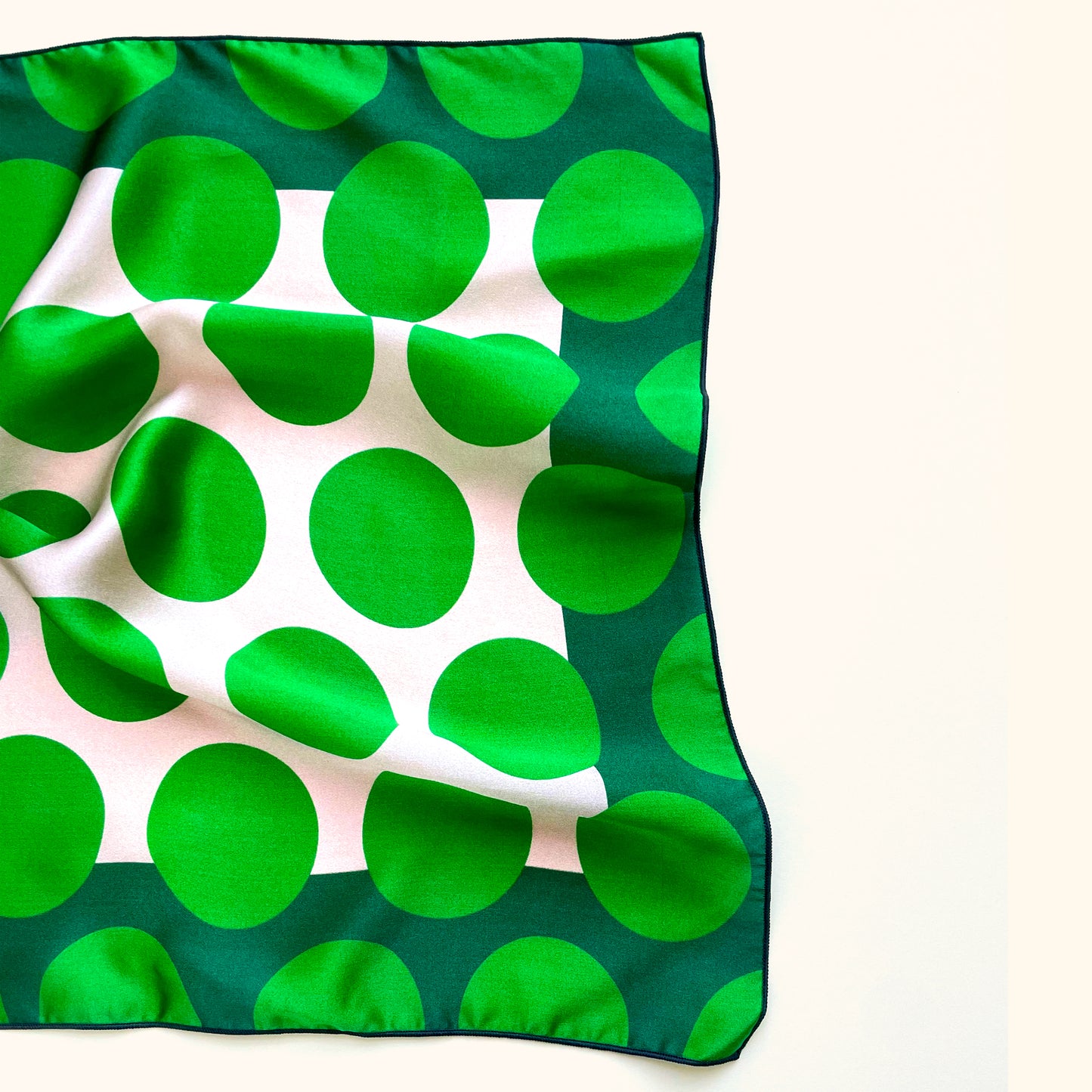 The Polka - green rectangle silk scarf