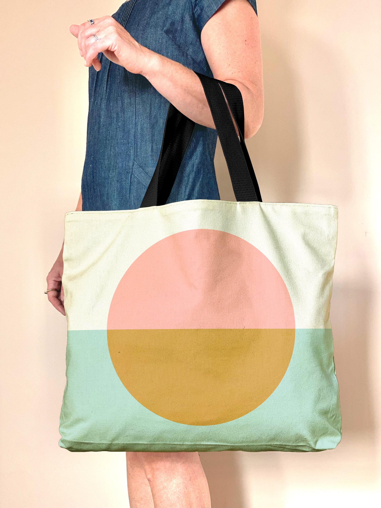 Pink and gold Split Circle oversized tote