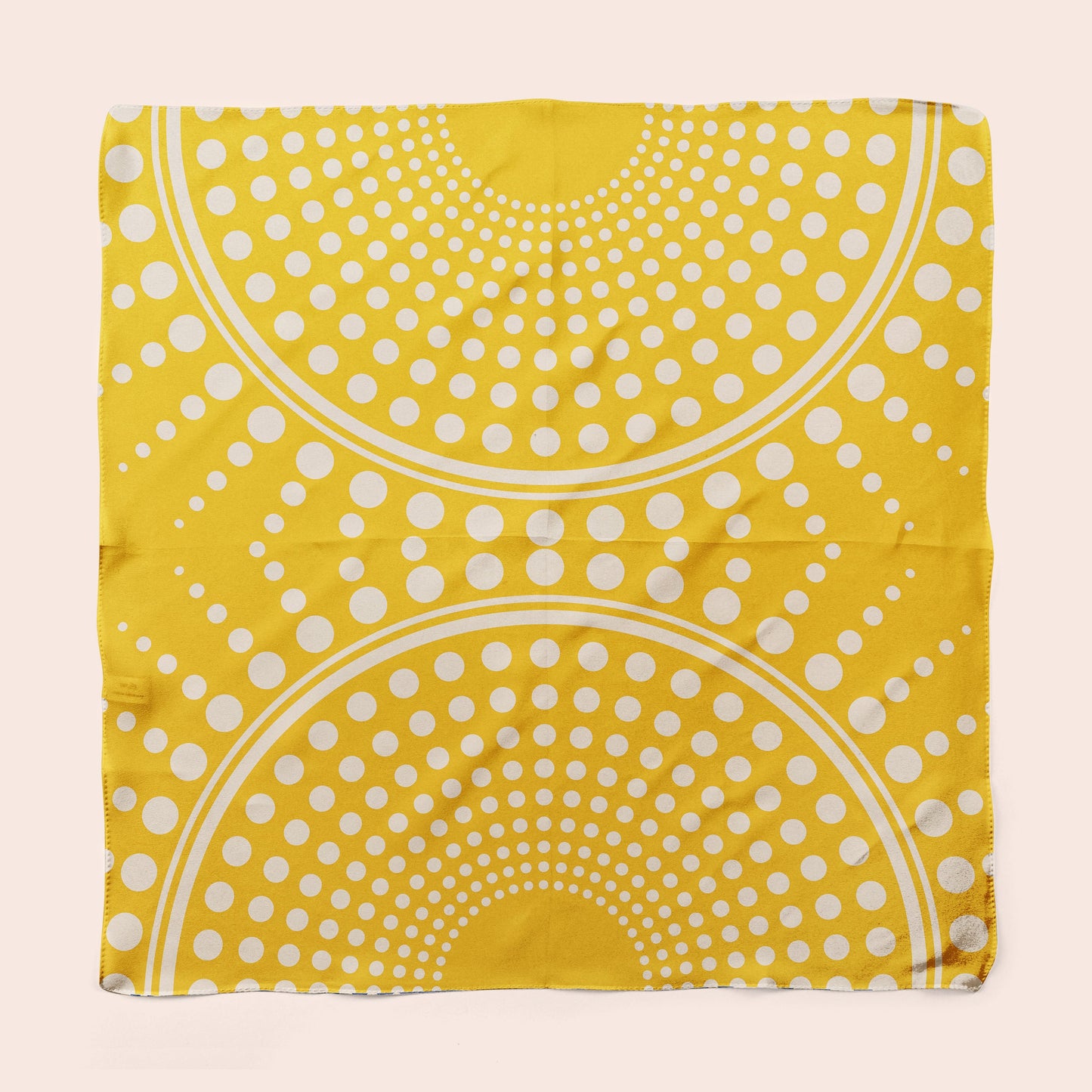 Vitamin D -  yellow square silk scarf with geometric polka dot pattern