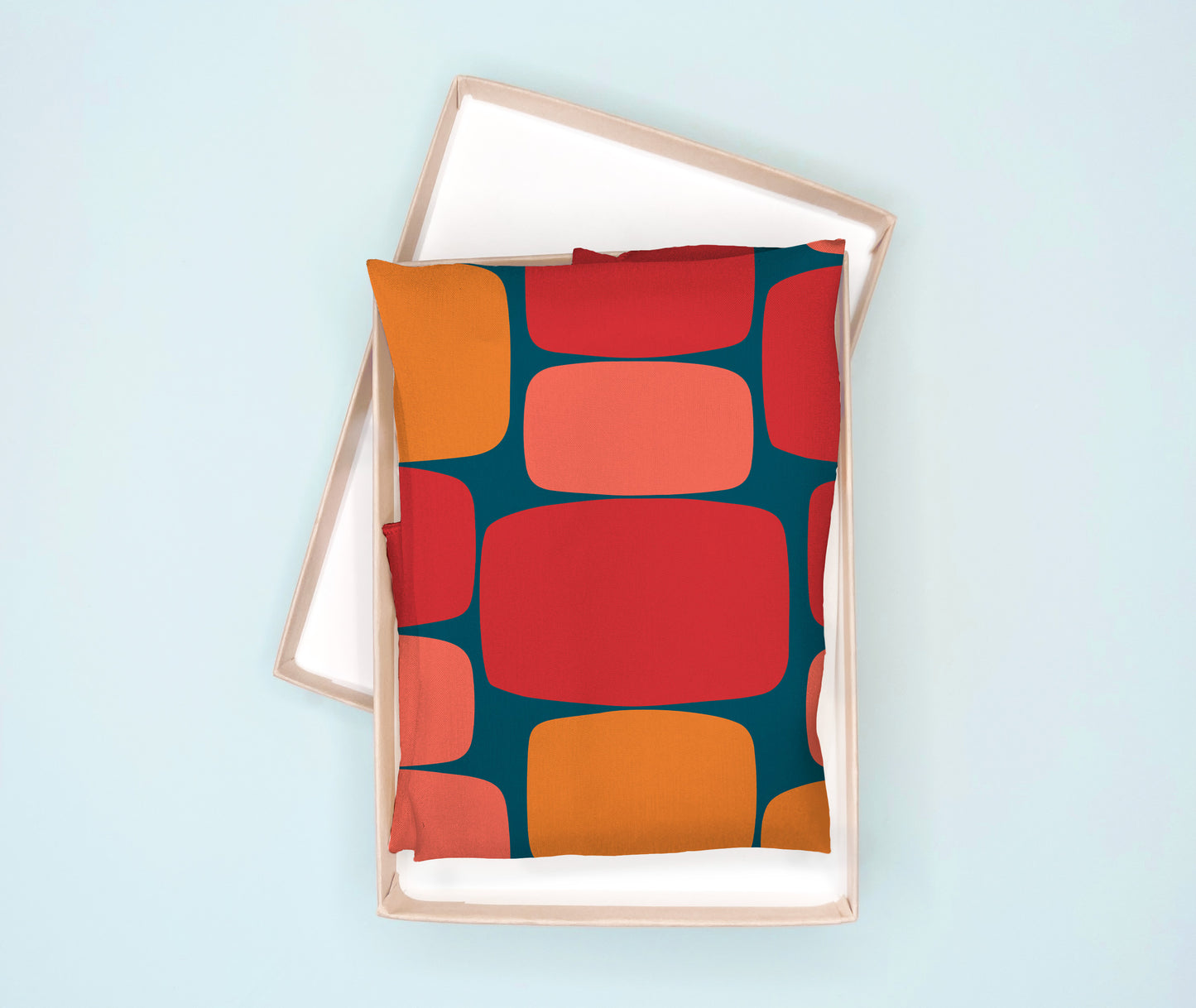 Mid century Abstract Shapes in blue and red