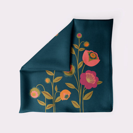 Deco Bouquet square silk scarf