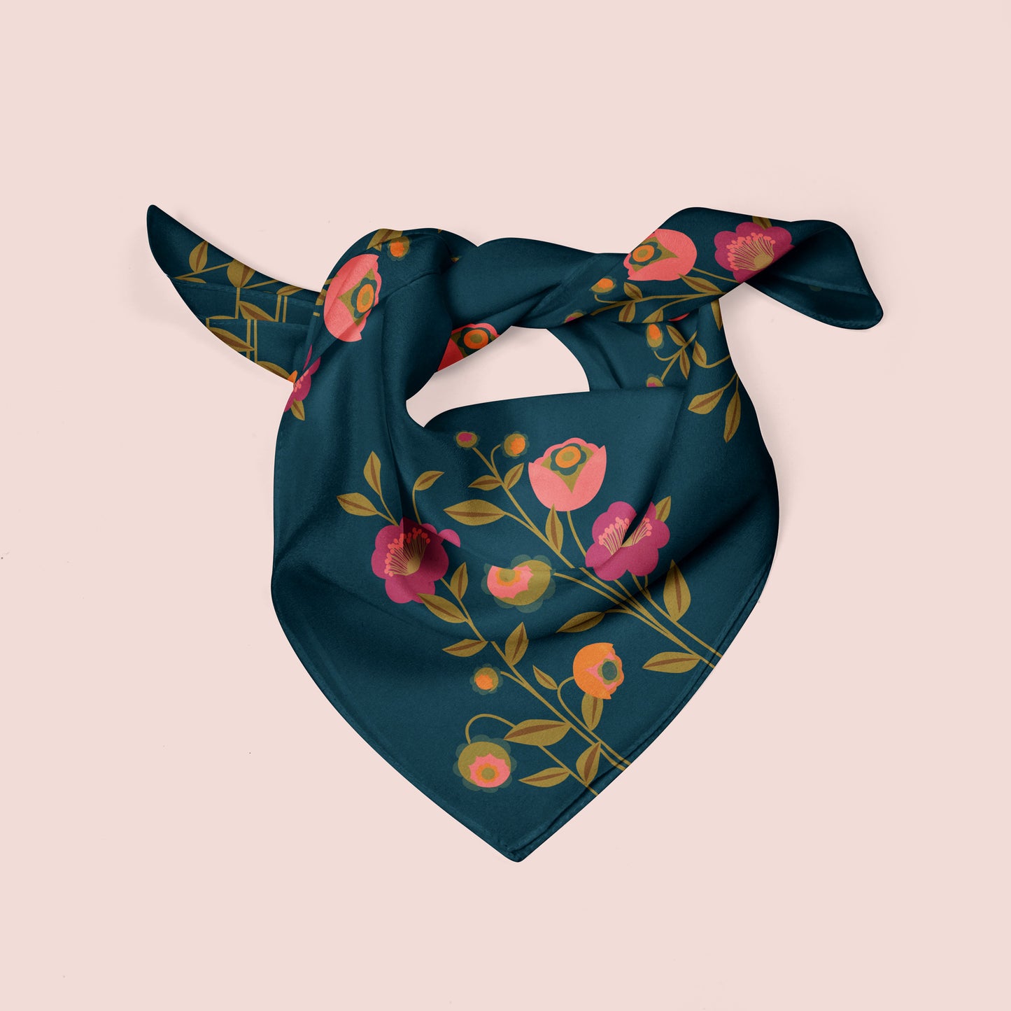 Deco Bouquet square silk scarf