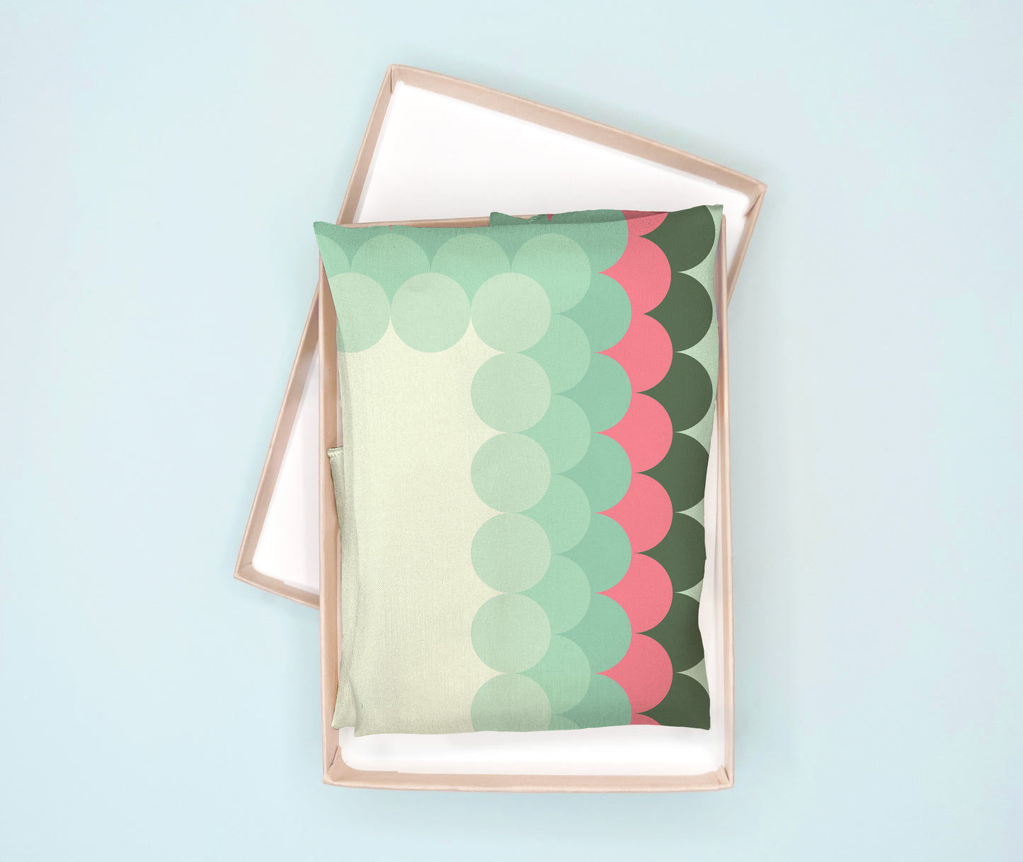 Linear Dots square silk scarf in green and pink