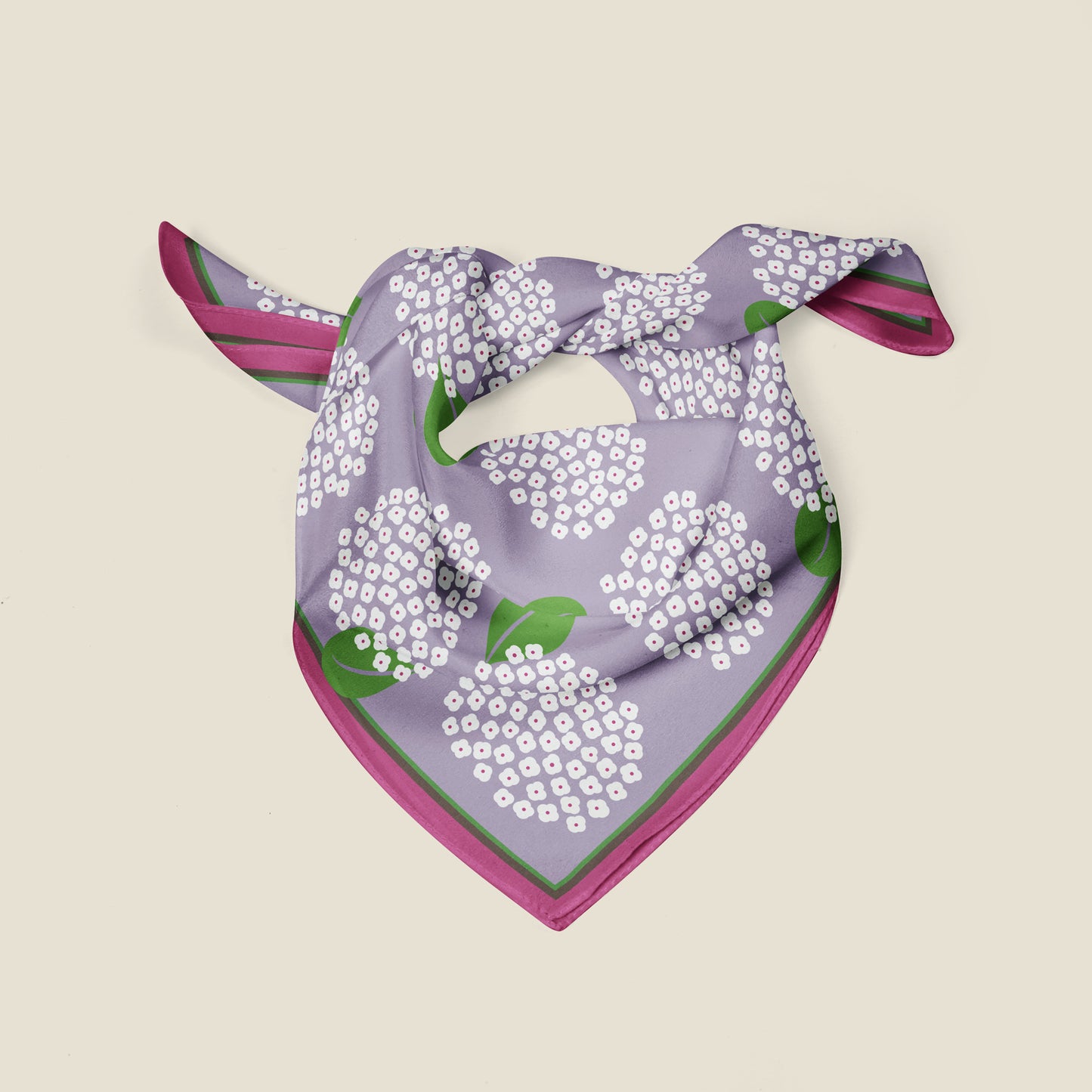 Hydrangea square silk scarf