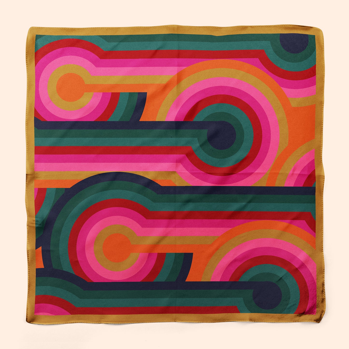 If it's possible for a luxury silk scarf to have a cheeky personality, it's the lolly. In bright and bold colors, this square silk scarf stands out in a crowd. Great worn as a hair wrap or tied to your purse